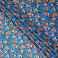 Cerulean Blue Bouquet Cotton Satin Fabric