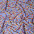 Periwinkle Blue Floral Cotton Satin Fabric
