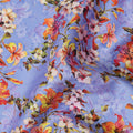 Periwinkle Blue Floral Cotton Satin Fabric