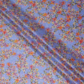 Periwinkle Blue Floral Cotton Satin Fabric