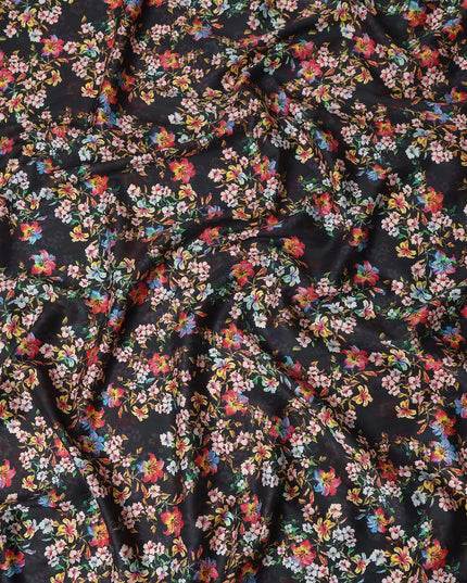 Vibrant Multicolor Floral Cotton Satin Fabric