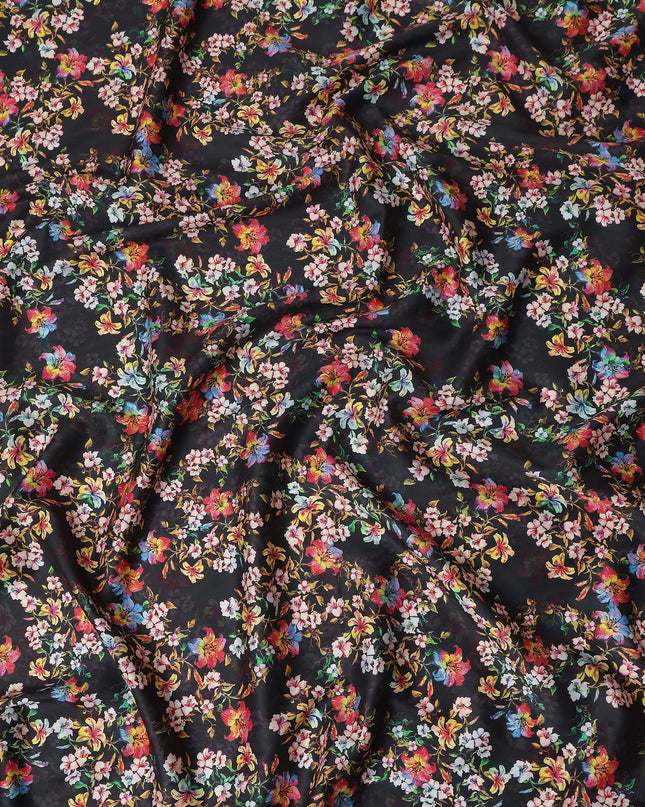 Vibrant Multicolor Floral Cotton Satin Fabric