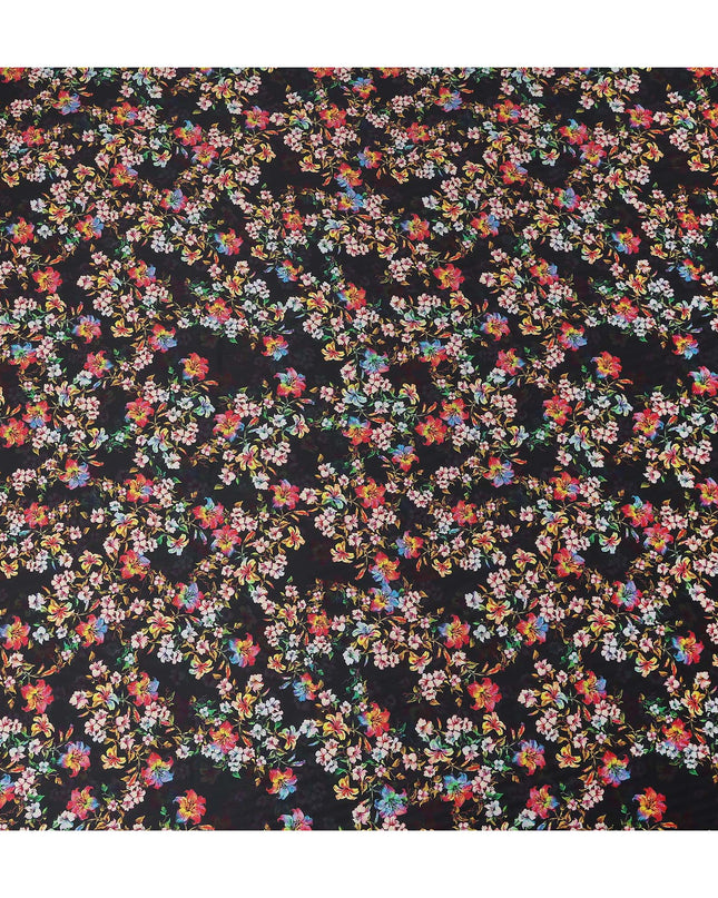 Vibrant Multicolor Floral Cotton Satin Fabric