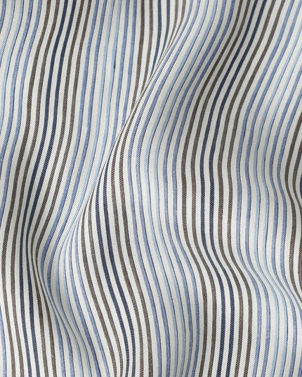 Ivory White Multistripe Cotton Shirting Fabric 150cm