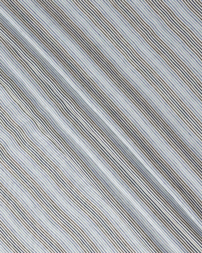 Ivory White Multistripe Cotton Shirting Fabric 150cm