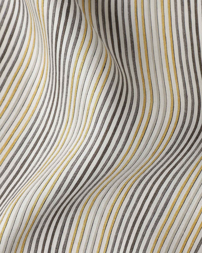 Sandstone Beige Multistripe Cotton Shirting Fabric 150cm