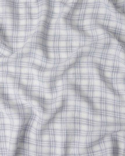 Ivory White Windowpane Cotton Shirting Fabric 150cm