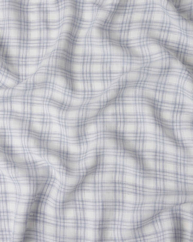 Ivory White Windowpane Cotton Shirting Fabric 150cm