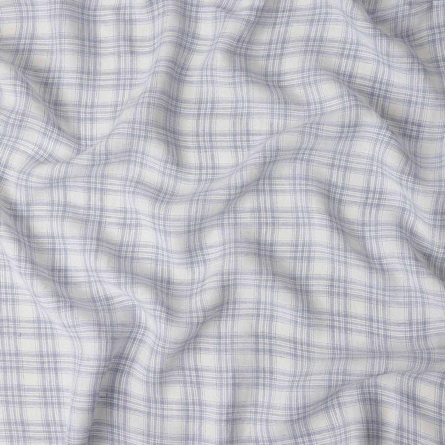 Ivory White Windowpane Cotton Shirting Fabric 150cm