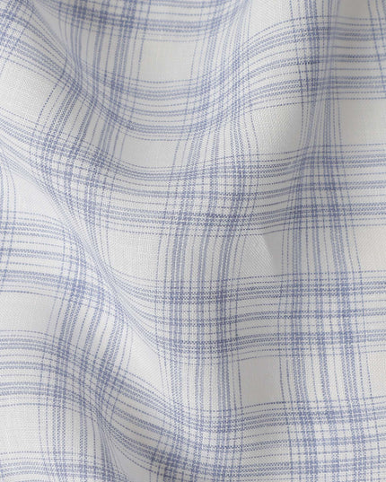 Ivory White Windowpane Cotton Shirting Fabric 150cm