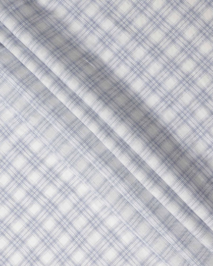 Ivory White Windowpane Cotton Shirting Fabric 150cm