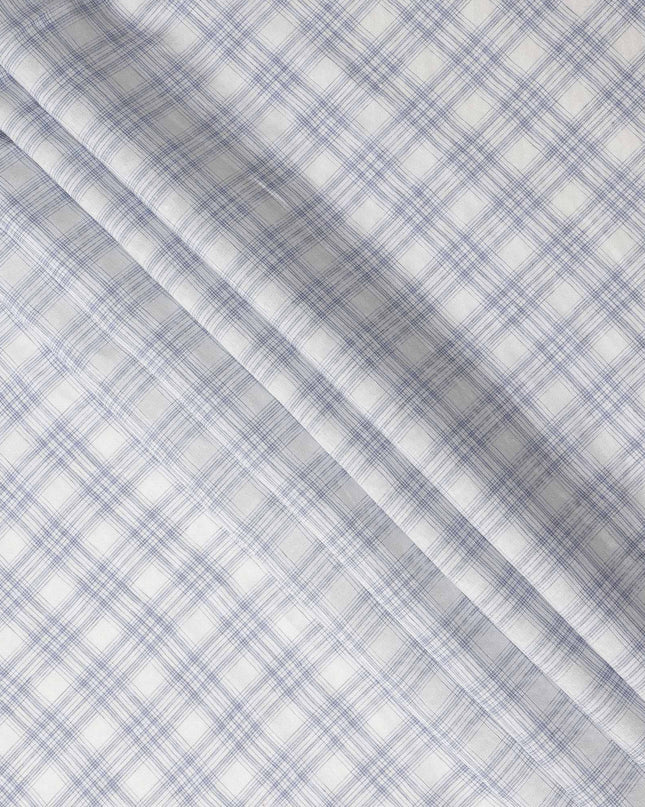 Ivory White Windowpane Cotton Shirting Fabric 150cm