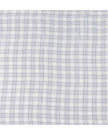 Ivory White Windowpane Cotton Shirting Fabric 150cm