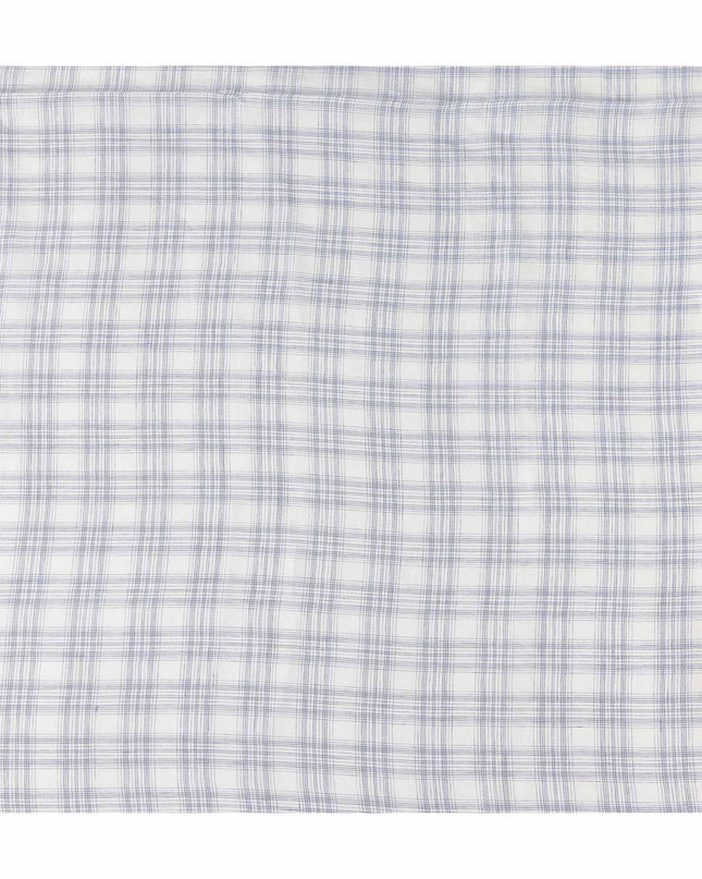 Ivory White Windowpane Cotton Shirting Fabric 150cm