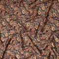 Jet Black Floral Cotton Satin Fabric by Meter