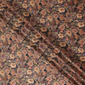 Jet Black Floral Cotton Satin Fabric by Meter