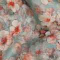 Sage Green Floral Cotton Satin Fabric Online