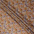 Amber Gold Floral Cotton Satin Fabric Online