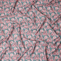 Teal Green Floral Cotton Satin Fabric