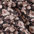 Charcoal Black Floral Cotton Satin Fabric