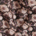 Olive Brown Floral Cotton Satin Fabric