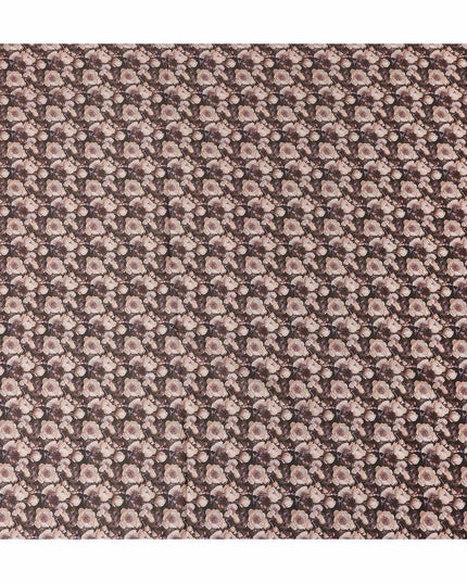 Olive Brown Floral Cotton Satin Fabric