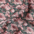 Forest Green Floral Cotton Satin Fabric