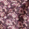 Plum Purple Floral Cotton Satin Fabric