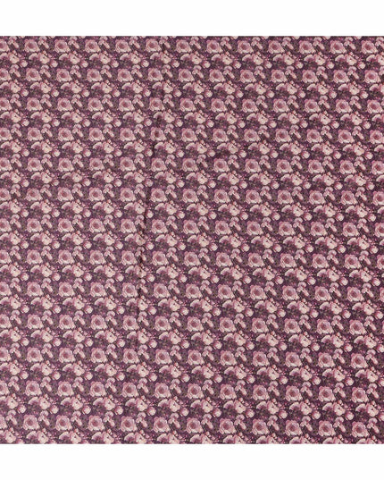 Plum Purple Floral Cotton Satin Fabric