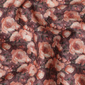 Mocha Brown Floral Cotton Satin Fabric