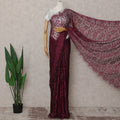 Burgundy Wine French Chantilly Lace Saree 5.5m