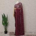 Burgundy Wine French Chantilly Lace Saree 5.5m