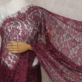 Burgundy Wine French Chantilly Lace Saree 5.5m