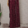 Burgundy Wine French Chantilly Lace Saree 5.5m
