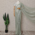 Sage Green Chantilly Lace Saree - D31627