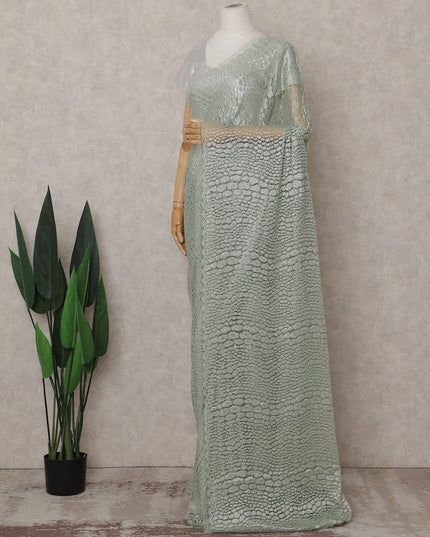 Sage Green Chantilly Lace Saree - D31627