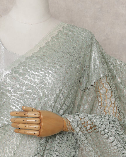 Sage Green Chantilly Lace Saree - D31627