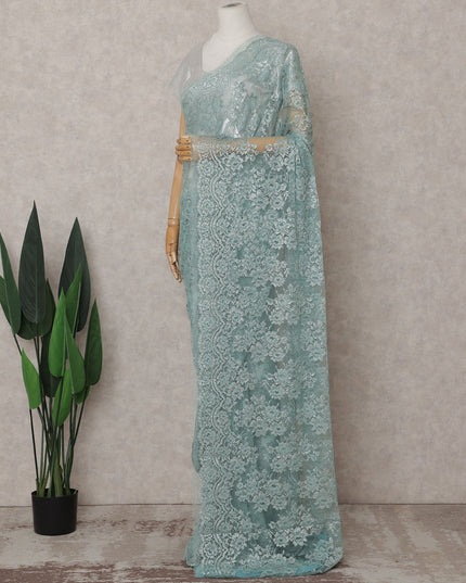 Mint Green Chantilly Lace Saree - D31626