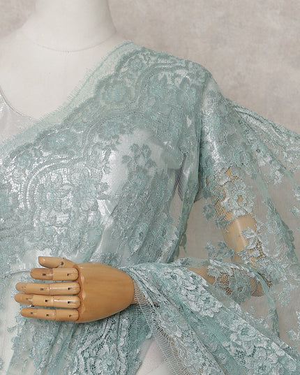 Mint Green Chantilly Lace Saree - D31626