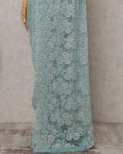 Mint Green Chantilly Lace Saree - D31626