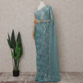 Teal Blue Chantilly Lace Saree - D31624