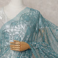 Teal Blue Chantilly Lace Saree - D31624