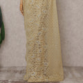 Champagne Gold Chantilly Lace Saree - D31625