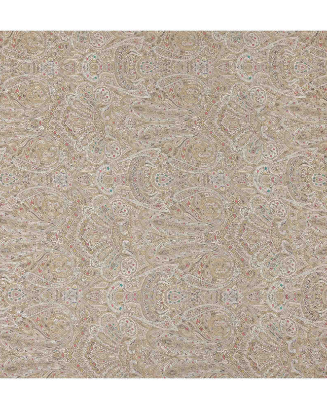 Khaki Taupe Beige Printed Viscose Crepe Fabric 110cm