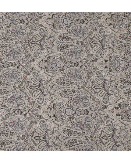 Charcoal Grey Printed Viscose Crepe Fabric 110cm