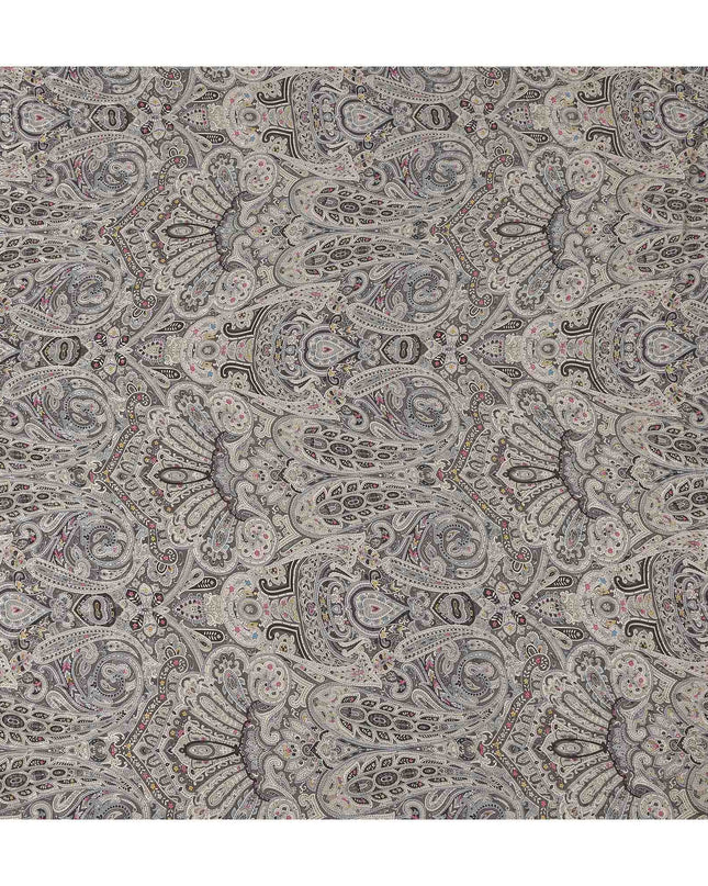 Charcoal Grey Printed Viscose Crepe Fabric 110cm