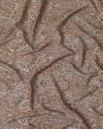 Toffee Camel Brown Printed Viscose Crepe Fabric 110cm