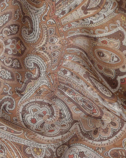 Toffee Camel Brown Printed Viscose Crepe Fabric 110cm