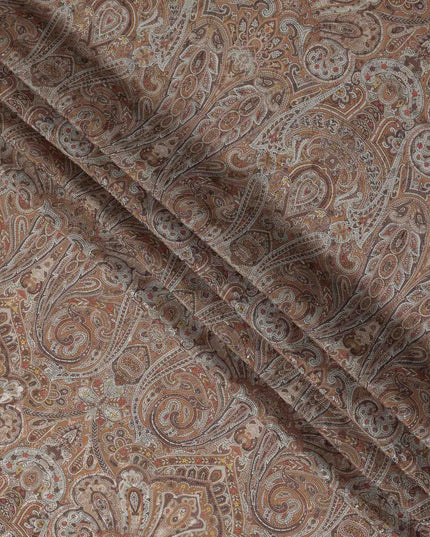 Toffee Camel Brown Printed Viscose Crepe Fabric 110cm