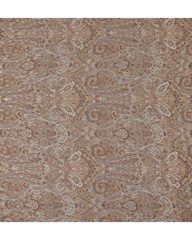 Toffee Camel Brown Printed Viscose Crepe Fabric 110cm